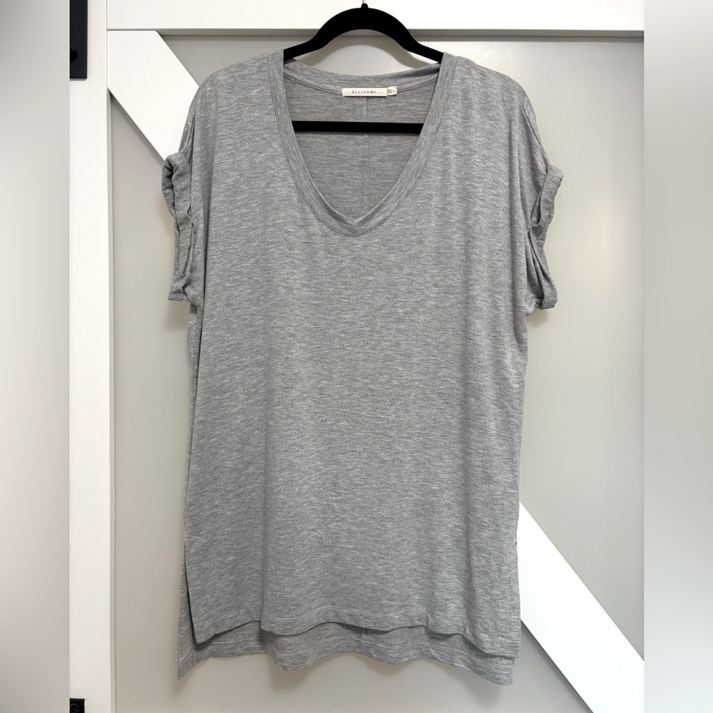 Ellison- Heather Gray V-Neck Tee